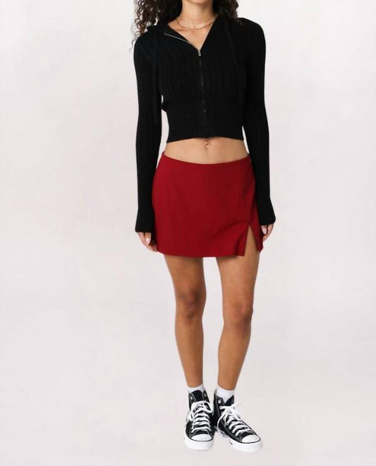Olivaceous - High Waist Slit Mini Skirt