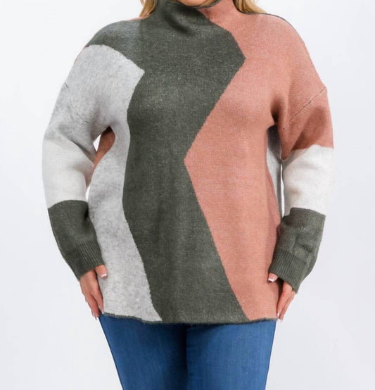 Wholesale Fashion Trends - Mock Neck Colorblock Pullover - PLUS
