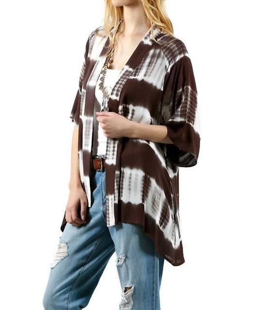 Kori - Tie Dye Lace Crochet Back Kimono