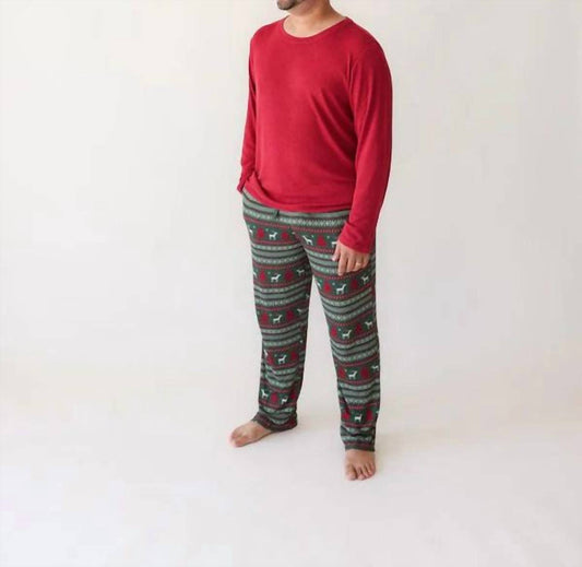 Posh Peanut - Men’s Long Sleeve Holiday Fair Isle Loungewear Set
