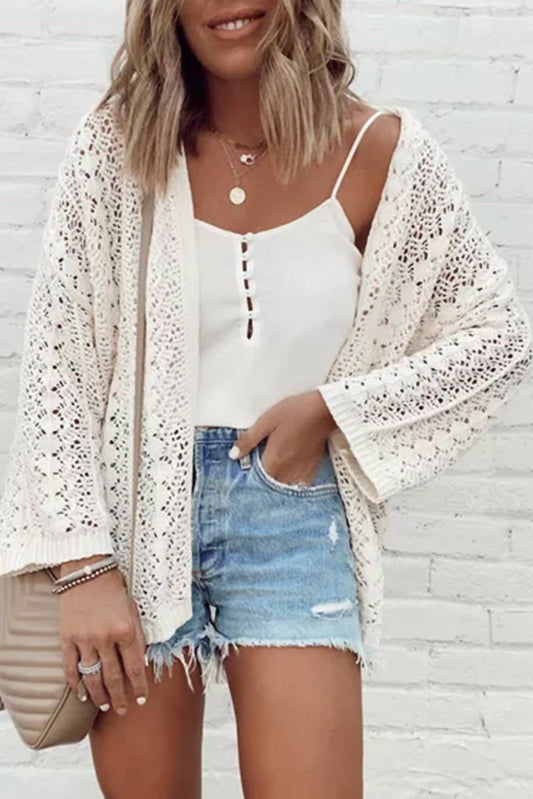 Shewin - Crochet Open Knit Cardigan