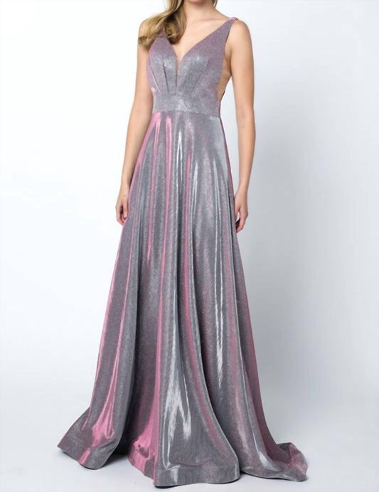 Ladivine - Long Glitter Crepe Prom Dress