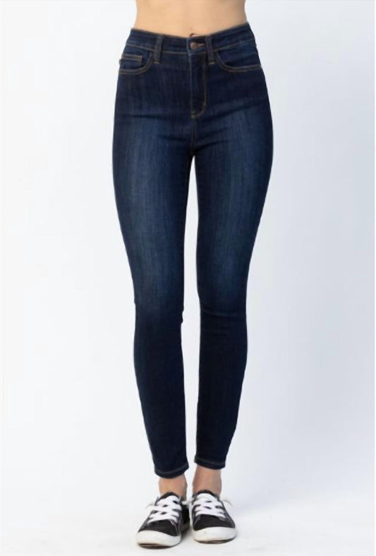 Judy Blue - High Waist Dark Wash Back Phone Yoke Seam Skinny Jeans