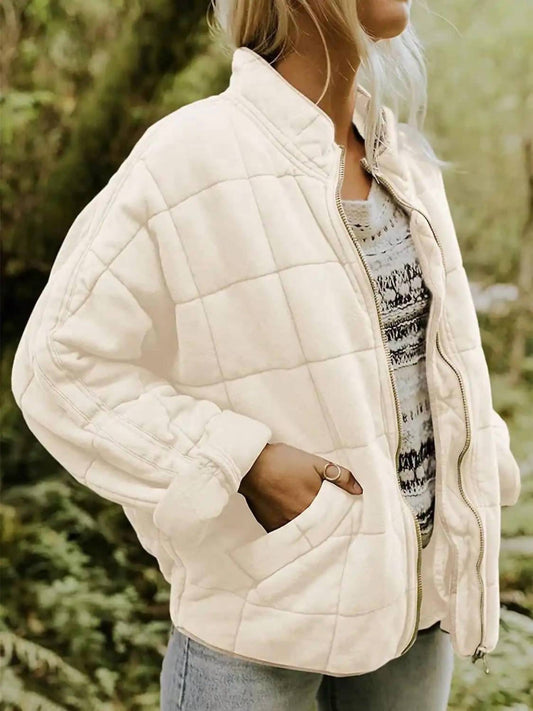 Sweet As A Peach - Quilted Zip-up Jacket
