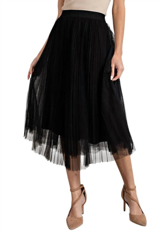 Ee:Some - Mesh Pleated Midi Skirt