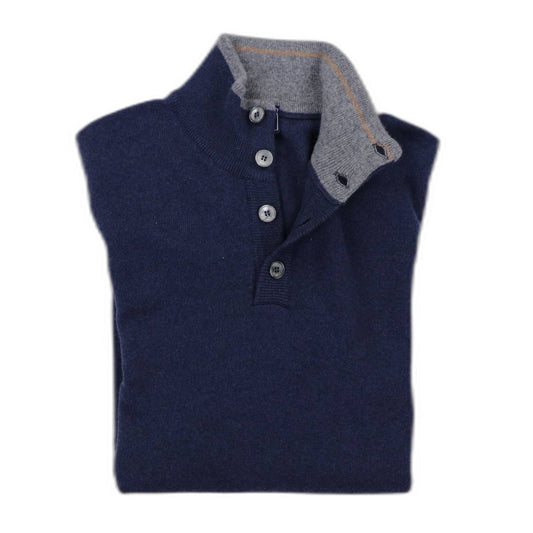 Fedeli - Men's Scirocco Tricolor Half Button Cashmere Sweater