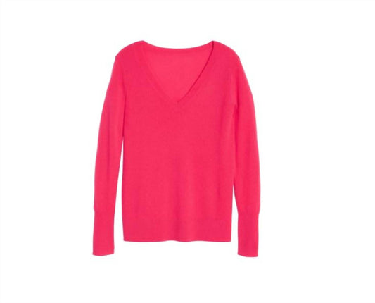 Halogen - Halogen Cashmere Pink Bright Classic V-Neck Sweater Sz XS