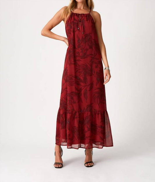Lovestitch - Cowgirl Flowy Floral Tie Front Halter Maxi Dress
