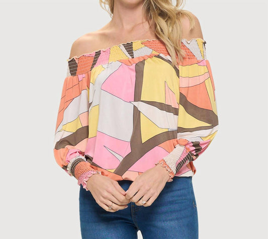 Last Tango - Geometric Print Off Shoulder