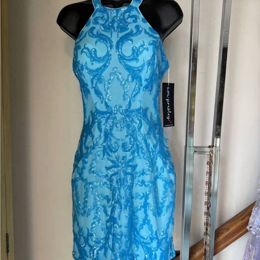 Ava Presley - Halter Sequin Homecoming Dress