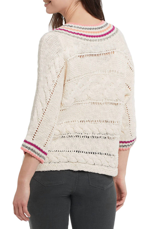 Tribal - Nicole Quarter Sleeve V-neck Sweater
