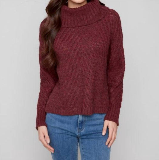 Charlie B - Cowl Neck Diagonal Cable Sweater