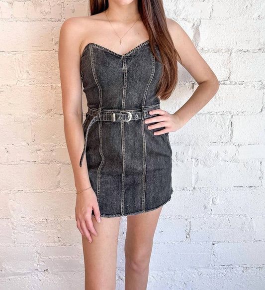 Olivaceous - Harley Denim Strapless Mini Dress