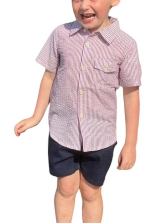 Me & Henry - Boy's Newport Seersucker Short Sleeve Shirt