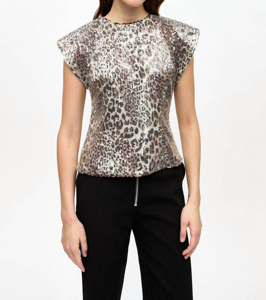 Ganni - Printed Stretch Sequins Blouse
