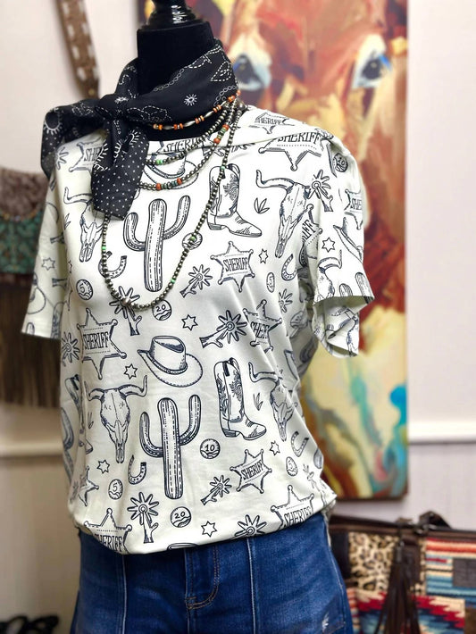 Merigold Kiss - Women's New Sheriff In Town Cactus Cowboy Top