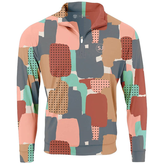 Swingjuice - Men's Golf Abstract Camo Quarter Zip Sweatshirt