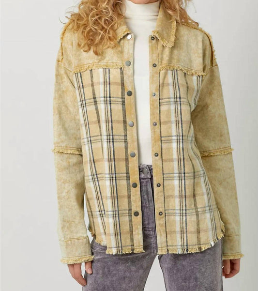 Mystree - Washed Plaid Mix Jacket