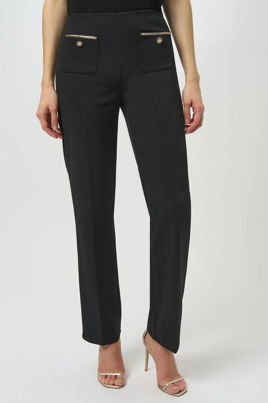Joseph Ribkoff - Chain Detail Pull On Straight Pants