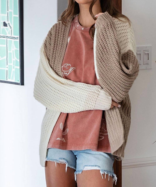 Ee:Some - Color Block Long Sleeve Open Cardigan