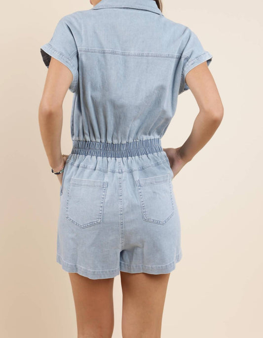 Sadie & Sage - GOOD LUCK STRETCH DENIM ROMPER