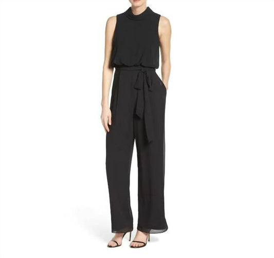Vince Camuto - Roll Collar Mock Neck Blouson Chiffon Jumpsuit