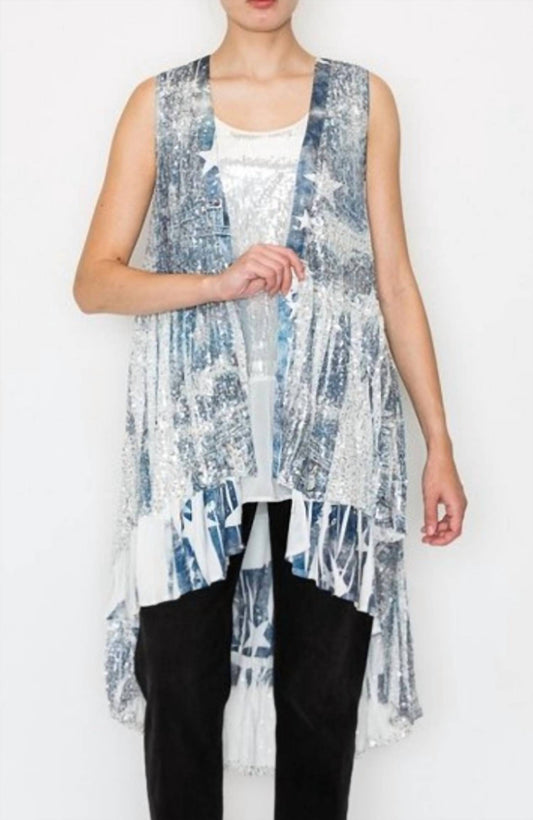 Denim Star Sequin Vest