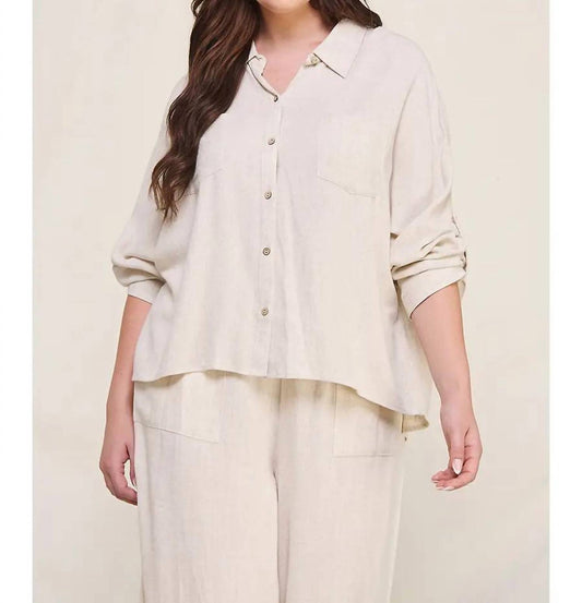 Allie Rose - Amelia Relaxed Dolman Button Front Shirt- Plus