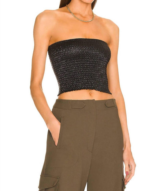 Commando - Women's Faux Leather Smocked Tube Top