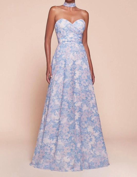 Cinderella Divine - Bella Strapless A-Line Floral Satin Dress