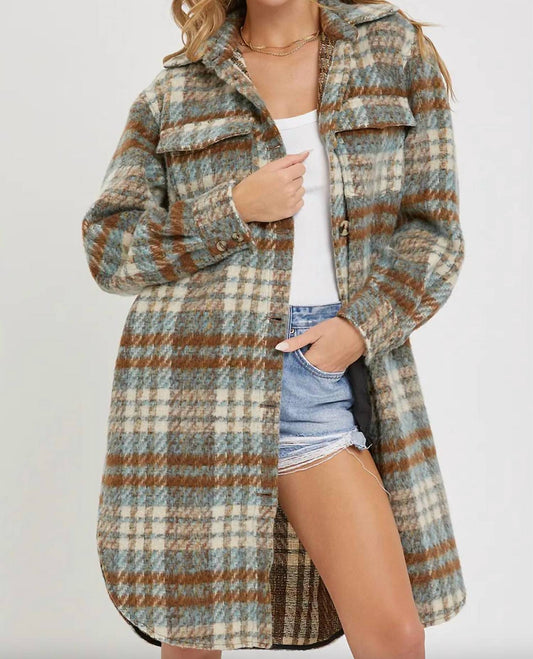 Sweet Lovely By Jen - Peyton Plaid Longline Shacket
