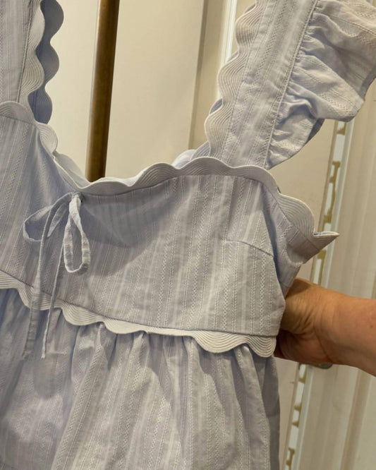 Baby Pink - Women's Scallop Lace Trim Detail Top With Short Set