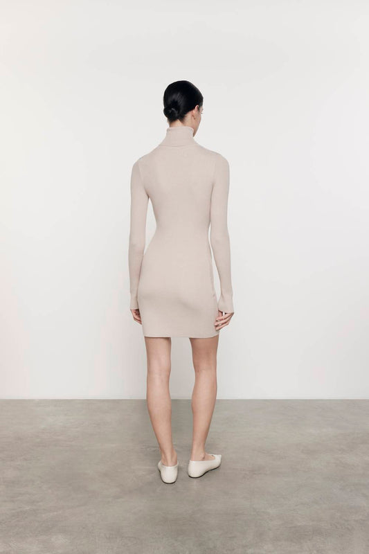 Enza Costa - SILK SWEATER RIB TURTLENECK MINI DRESS