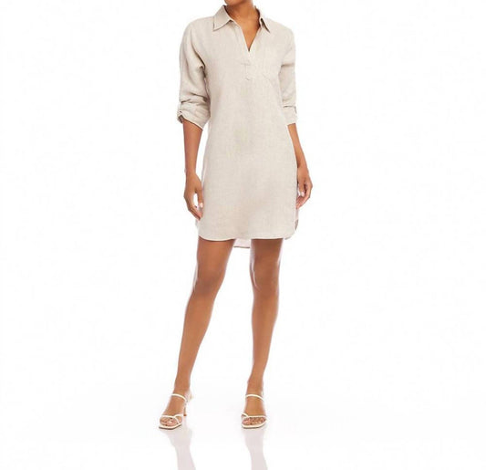 Karen Kane - Women's Roll Tab Linen Shirtdress