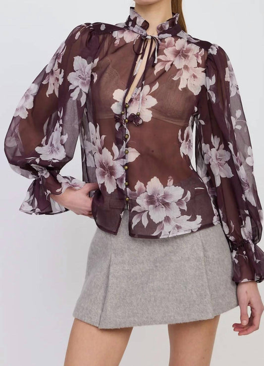 En Saison - Annalise Sheer Floral Blouse