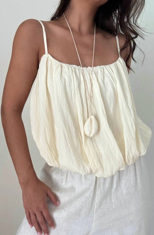 Et Clet - Bubble Hem Spaghetti Strap Backless Top