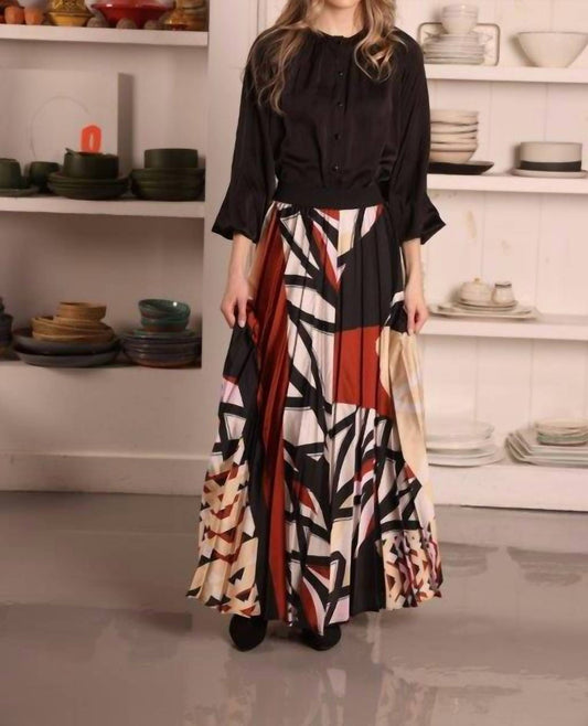 Simondona - Pleated Printed Skirt