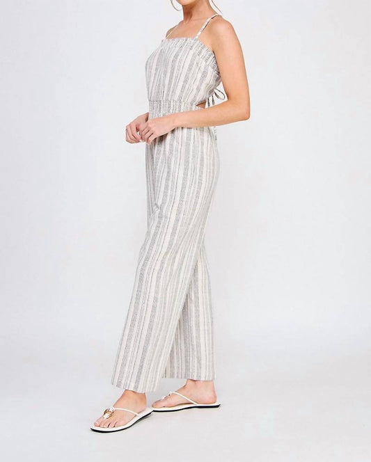 Allie Rose - Striped Tie-back Jumpsuit