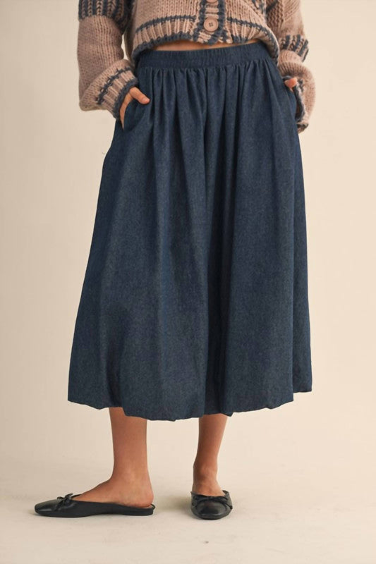Klesis - Denim Balloon Midi Skirt