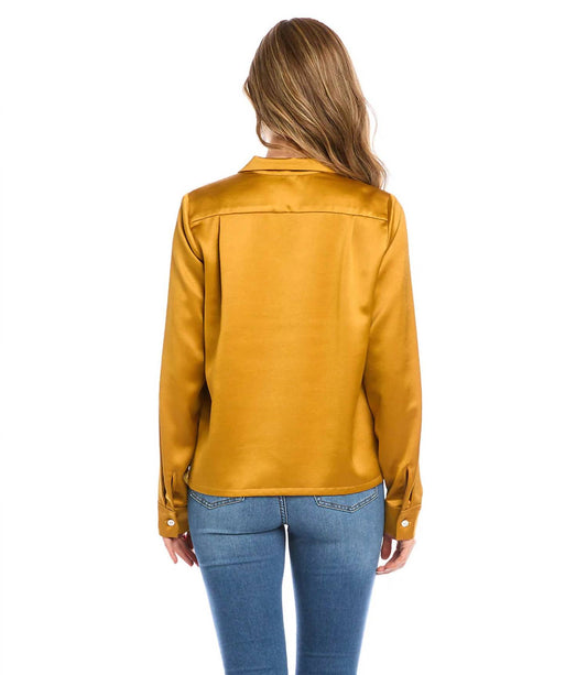 Karen Kane - Georgia Satin Long Sleeve Button Down Shirt