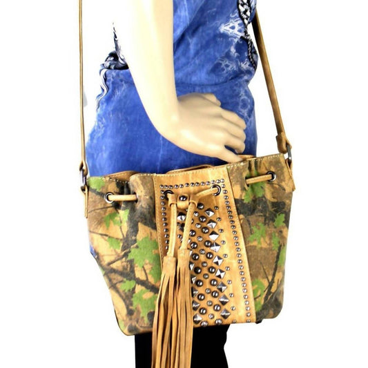 Montana West - Camo Canvas Bucket Crossbody Bag