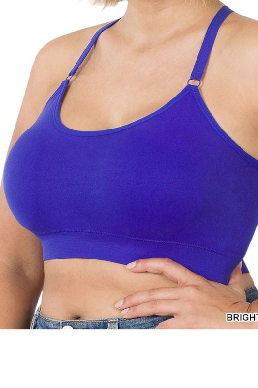 Zenana - Cross Back Padded Seamless Bra With Adjustable Straps