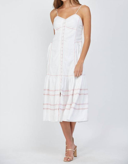 Fate - Rio Top Stitch Detail Linen Blend Dress