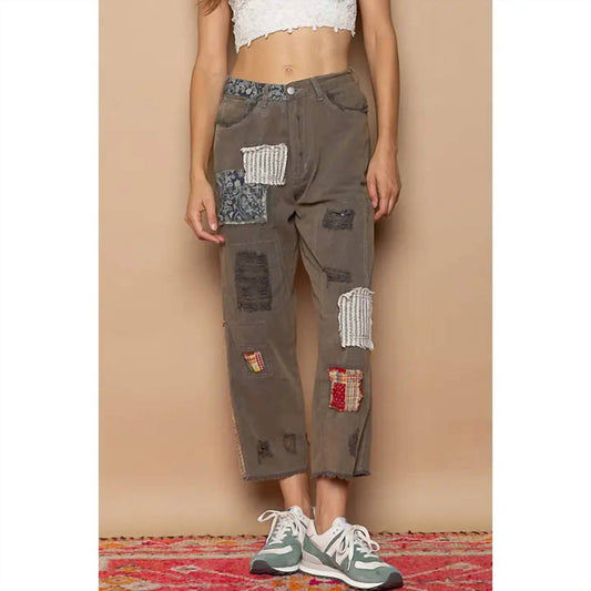Pol - Patchwork Detail Denim Ankle Pants