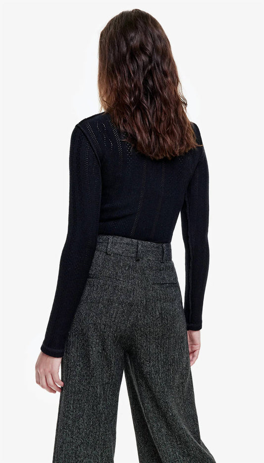 Smythe - Women's Pointelle Knit Turtleneck Top