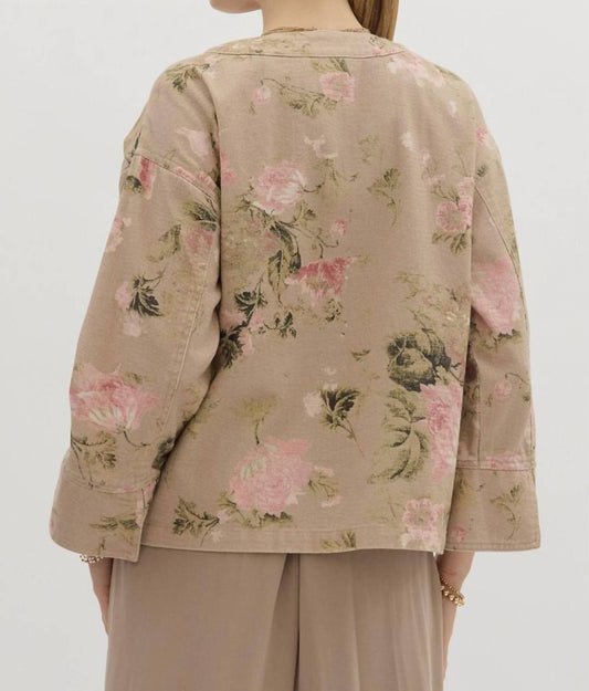 Entro - Floral Bow Tied Denim Jacket