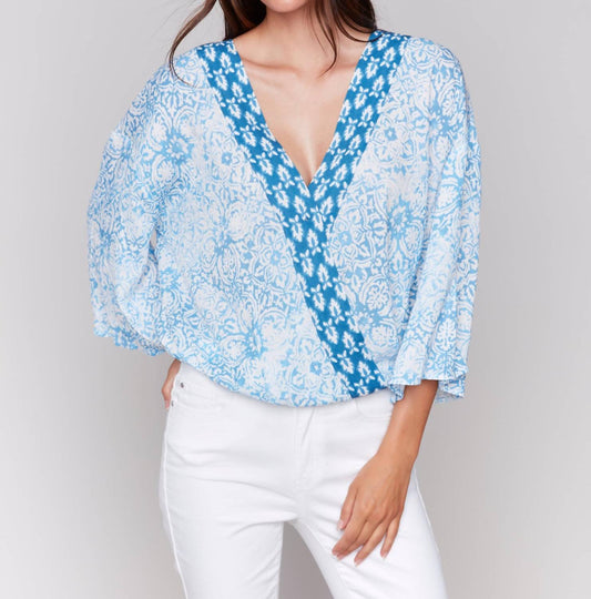 Charlie B - Denim Print 3/4 Top