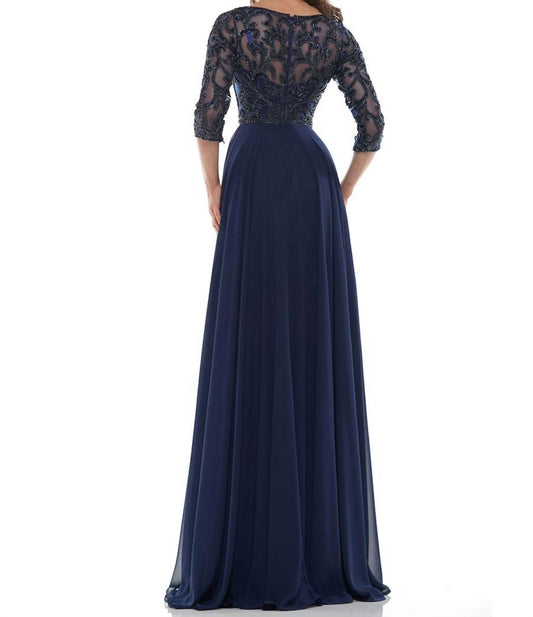 Marsoni By Colors - Beaded Applique Chiffon Dress