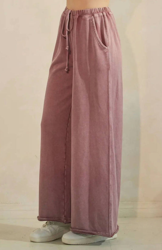 Mittoshop - Mineral Wash Elastic Waist Wide Leg Pants