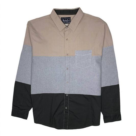 R.Sole - MEN'S TRI COLOR BLOCK LS BUTTON-UP SHIRT